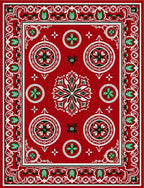 Crimson White Green Medallion Mandala Rug