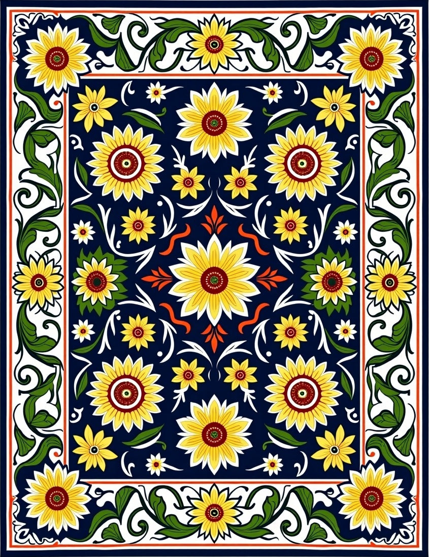 Vibrant Yellow Sunflower Garden Rug