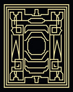 Golden Geometric Art Deco Frame Rug
