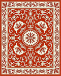 Scarlet Cream Floral Medallion Border Rug