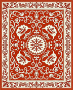 Scarlet Cream Floral Medallion Border Rug