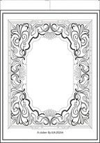Ornate Black Gray Scroll Medallion Rug