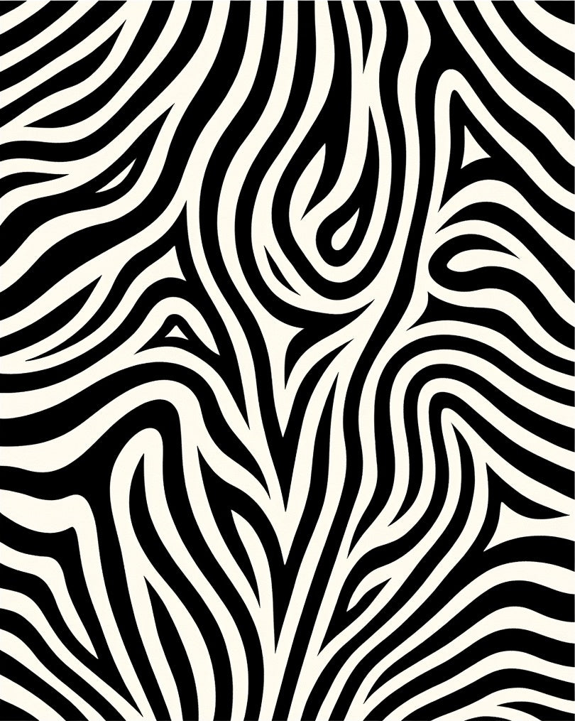 Bold Black White Abstract Swirl Rug