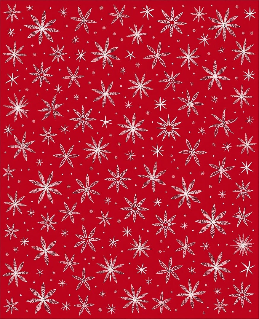 Crimson White Starburst Snowflake Scatter Rug