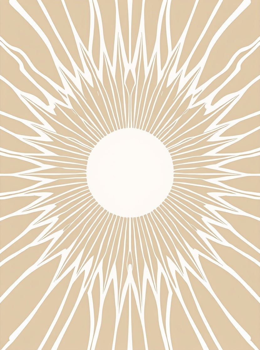 Minimalist Beige Sunburst Rays Rug