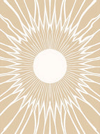 Minimalist Beige Sunburst Rays Rug