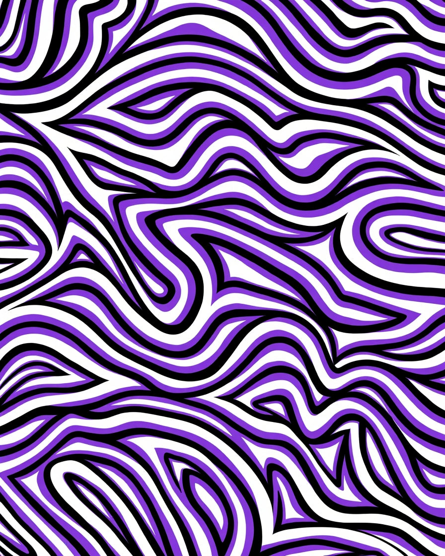 Vibrant Purple Black Swirl Lines Rug