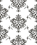Black White Damask Scrollwork Accents Rug