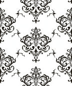 Black White Damask Scrollwork Accents Rug