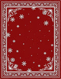 Crimson Snowflake Winter Border Rug