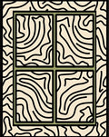 Abstract Cream Black Organic Window Rug