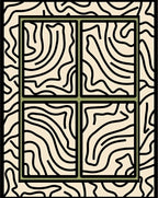 Abstract Cream Black Organic Window Rug