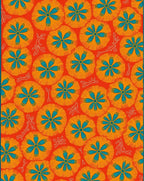 Orange Teal Floral Burst Collage Rug