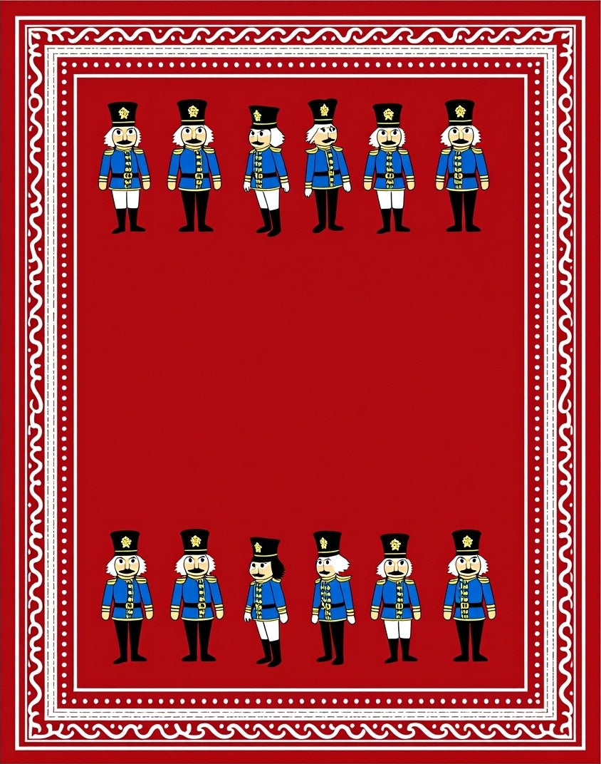 Red Blue Whimsical Nutcracker Soldiers Rug