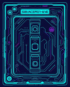 Blue Neon Circuit Command Center Rug