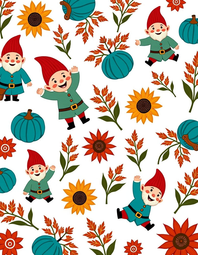 Whimsical Autumn Gnomes and Sunflowers Rug
