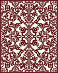 Deep Burgundy Floral Scrollwork Rug