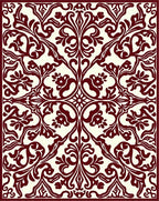 Deep Burgundy Floral Scrollwork Rug