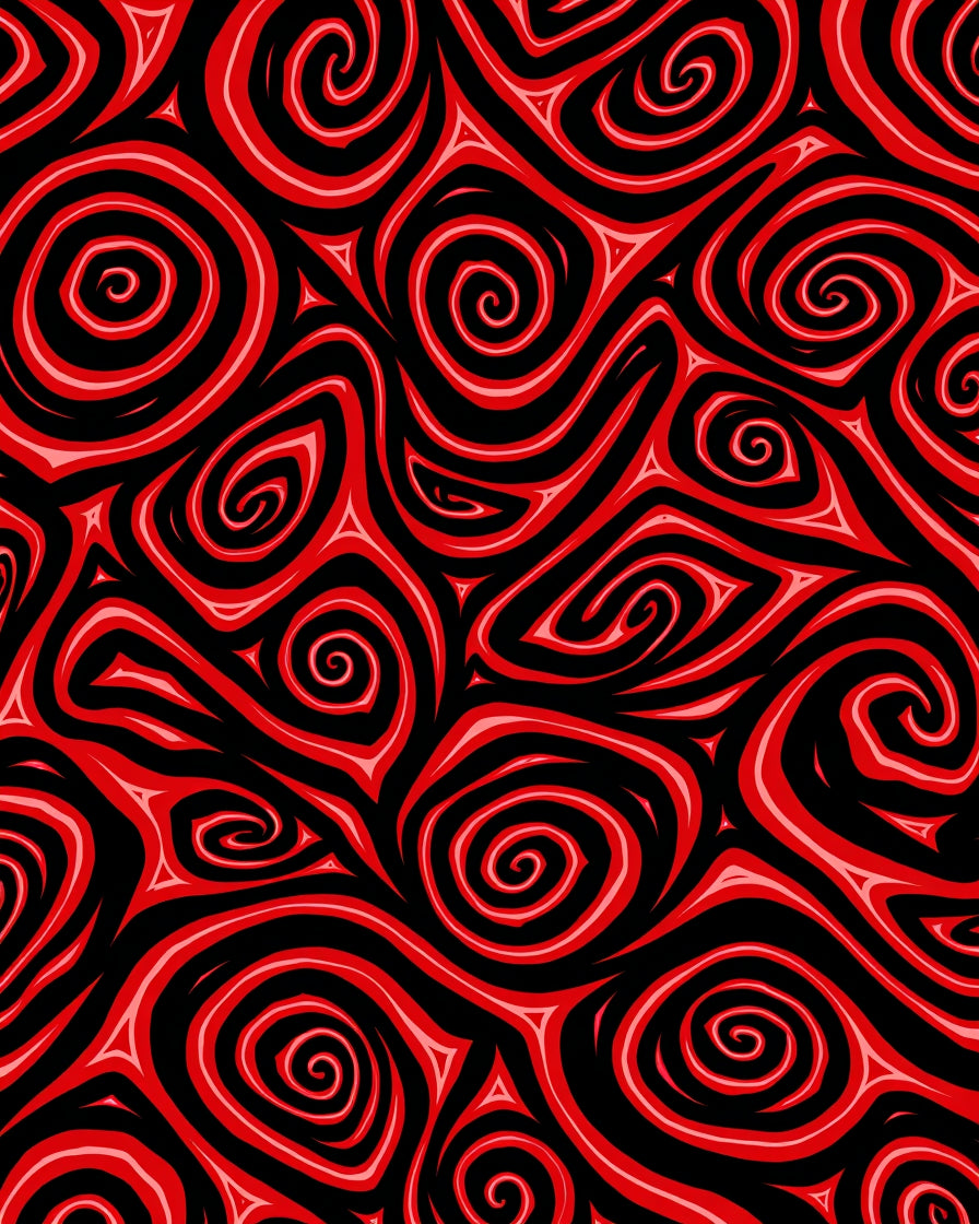 Bold Red Swirl Abstract Rug