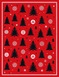Red Black Christmas Tree Snowflakes Medallions Rug