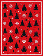 Red Black Christmas Tree Snowflakes Medallions Rug