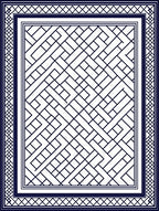 Dark Blue Lattice Geometric Border Rug