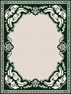 Emerald Scroll Floral Oval Frame Rug