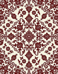 Deep Red Floral Damask Rug