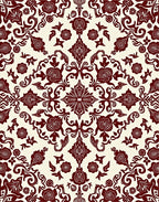Deep Red Floral Damask Rug