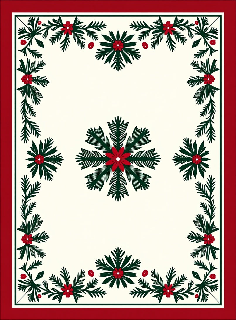 Classic Green Pine Wreath Flower Rug