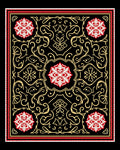 Crimson Red Geometric Floral Medallion Rug