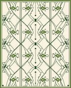 Art Nouveau Green Diamond Vine Rug