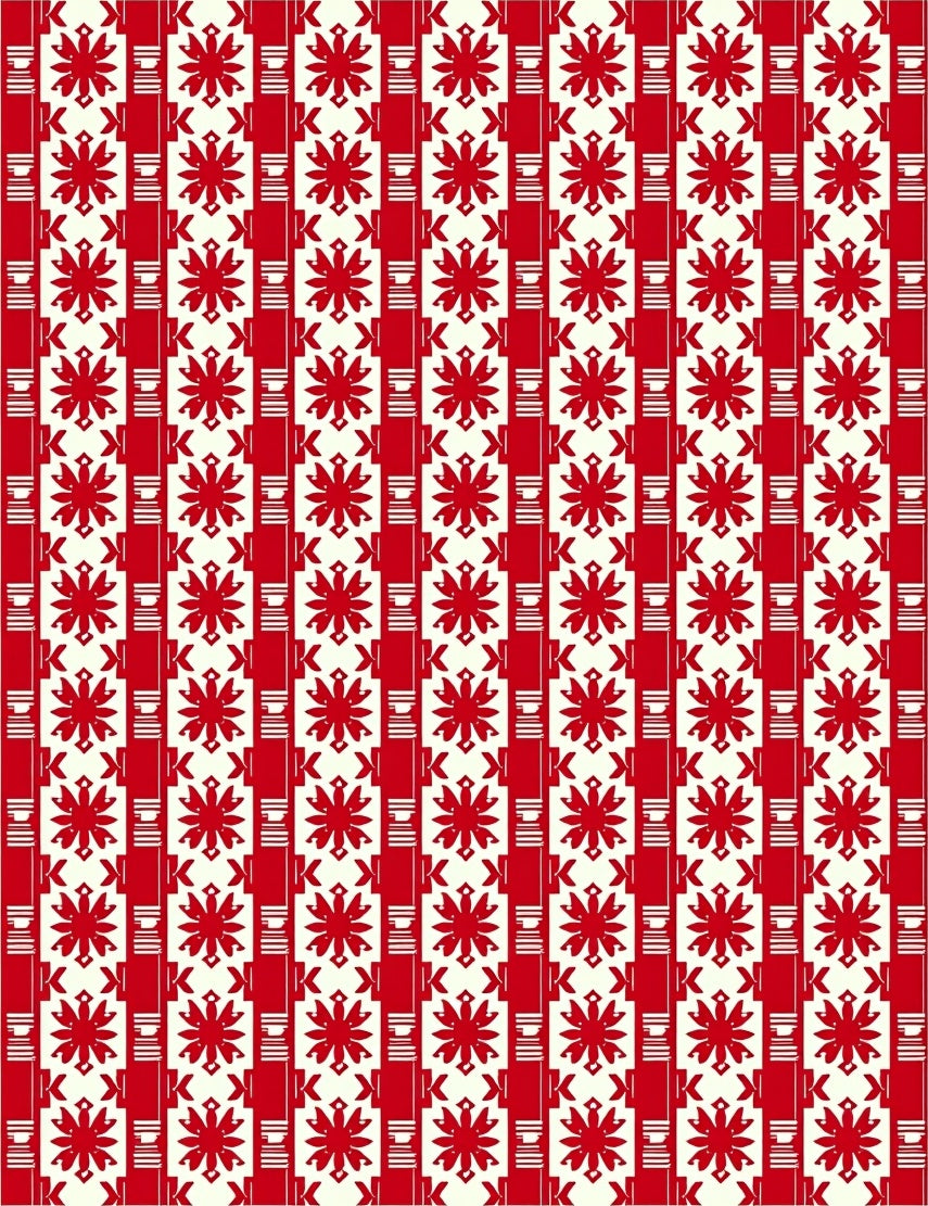 Crimson Red Starburst Stripe Rug