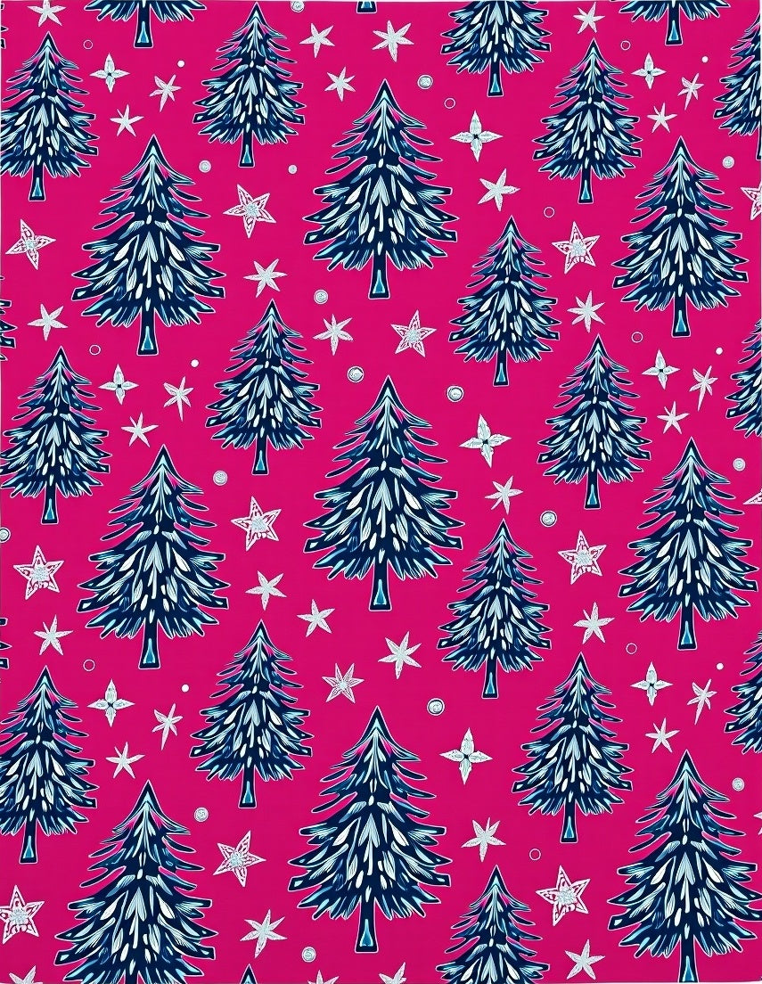 Vibrant Pink Evergreen Starry Night Rug