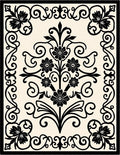 Black Ivory Floral Scrollwork Medallion Rug