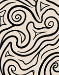 Cream Black Swirling Abstract Organic Rug