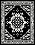 Classic Black White Medallion Border Rug