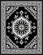 Classic Black White Medallion Border Rug