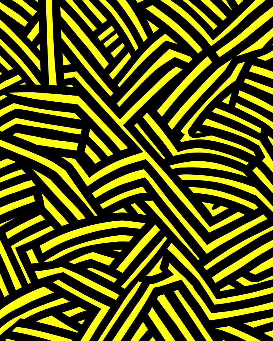 Bold Yellow Black Intersecting Lines Rug