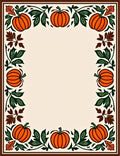 Orange Pumpkin Autumn Border Rug
