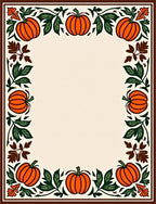 Orange Pumpkin Autumn Border Rug