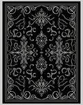 Chic Black Silver Flourishing Damask Rug