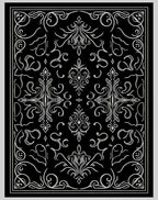 Chic Black Silver Flourishing Damask Rug