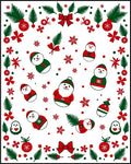 Festive Red Green Snowman Holiday Border Rug
