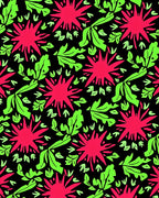 Vibrant Pink And Lime Abstract Floral Rug