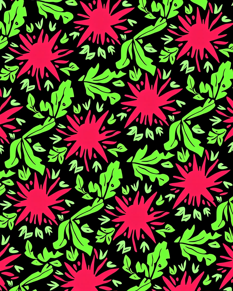 Vibrant Pink And Lime Abstract Floral Rug