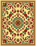 Crimson Green Floral Medallion Lace Rug