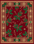 Rich Burgundy Green Leaf Border Rug