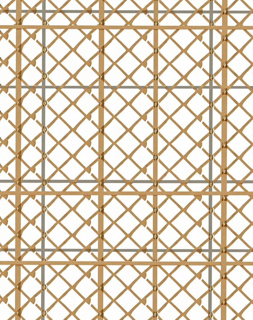 Golden Woven Lattice Diamond Rug
