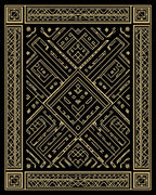 Golden Black Geometric Art Deco Rug